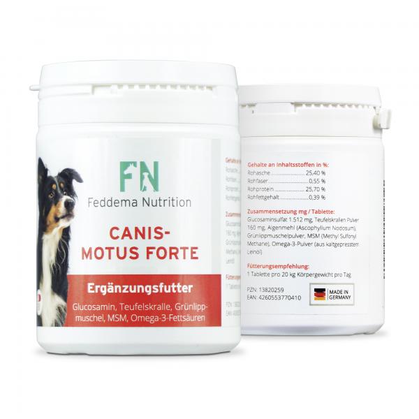 2 x Canis Motus Forte - Hunde-Ergänzungsfutter für Knorpel und Gelenke mit 1512mg/Tbl. Glucosaminsulfat, 160mg/Tbl. Teufelskralle, Grünlippmuschel, MSM